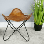 Handmade Leather 2 Butterfly chair &amp; 2 Stool Combo