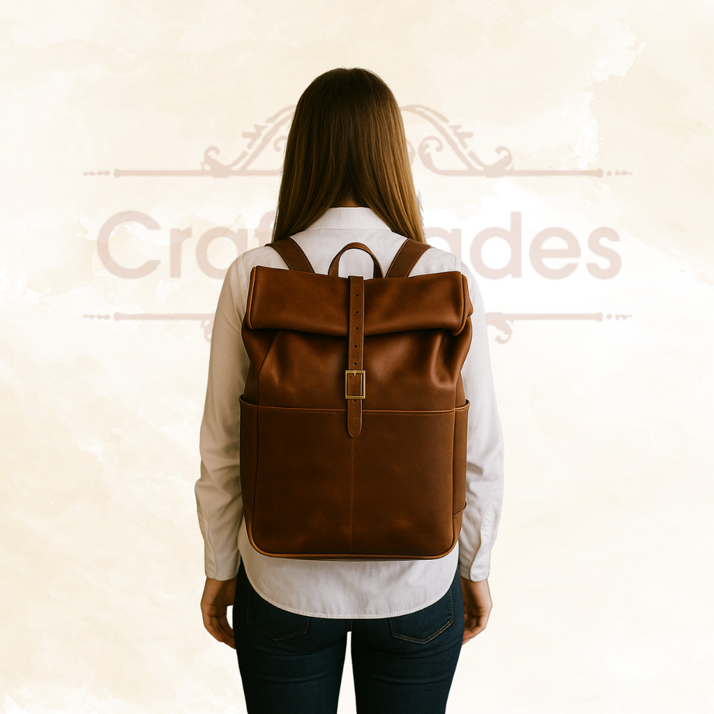 Craftshades - 100% Genuine Roll 13*18 Inch Goat Leather Shoulder Backpack | Unisex