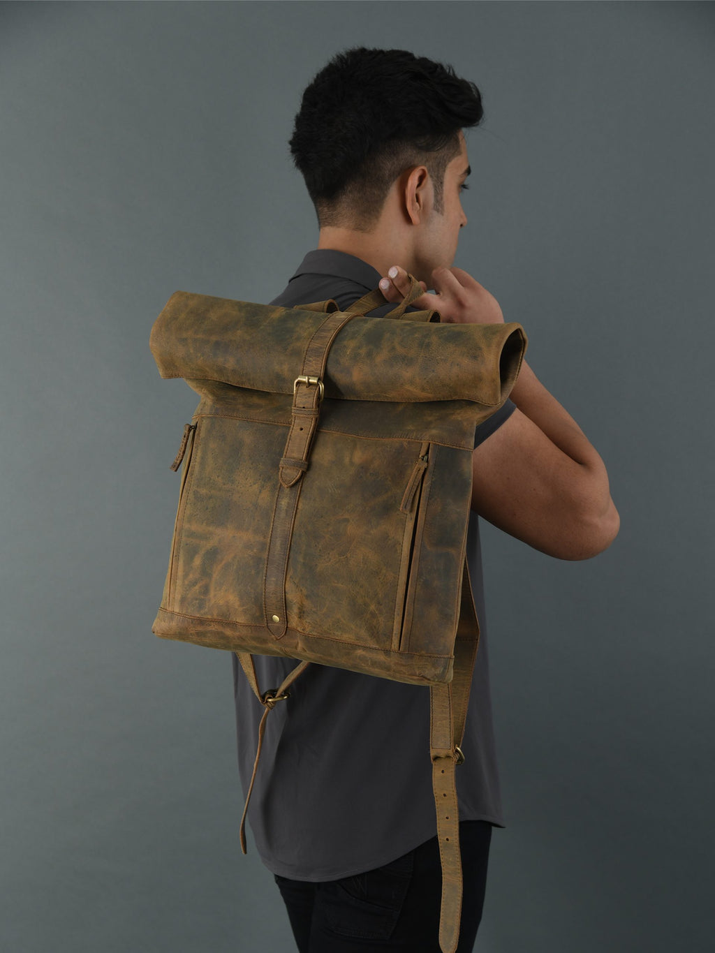 CraftShades Vintage buffalo leather backpack for men's &amp; womens