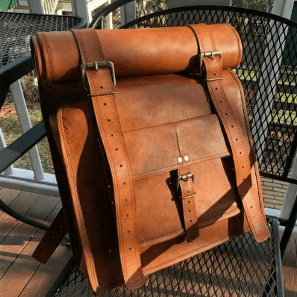 Craftshades - 11 x 20 x 4 Inch 100% Genuine Roll Leather Shoulder Backpack | Unisex