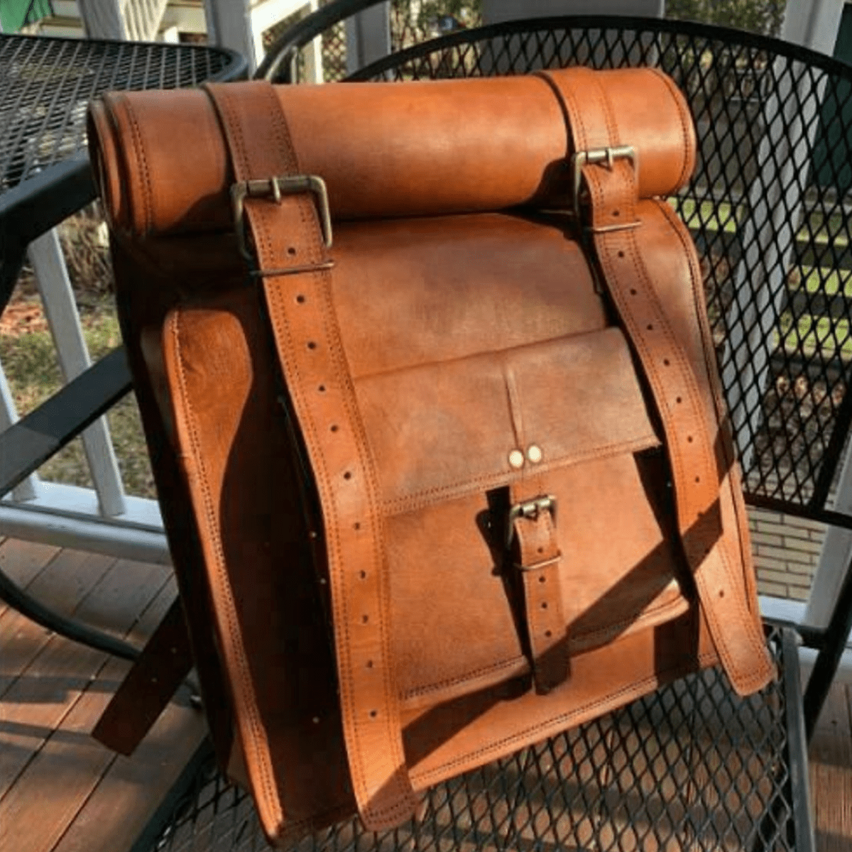 Craftshades - 11 x 20 x 4 Inch 100% Genuine Roll Leather Shoulder Backpack | Unisex