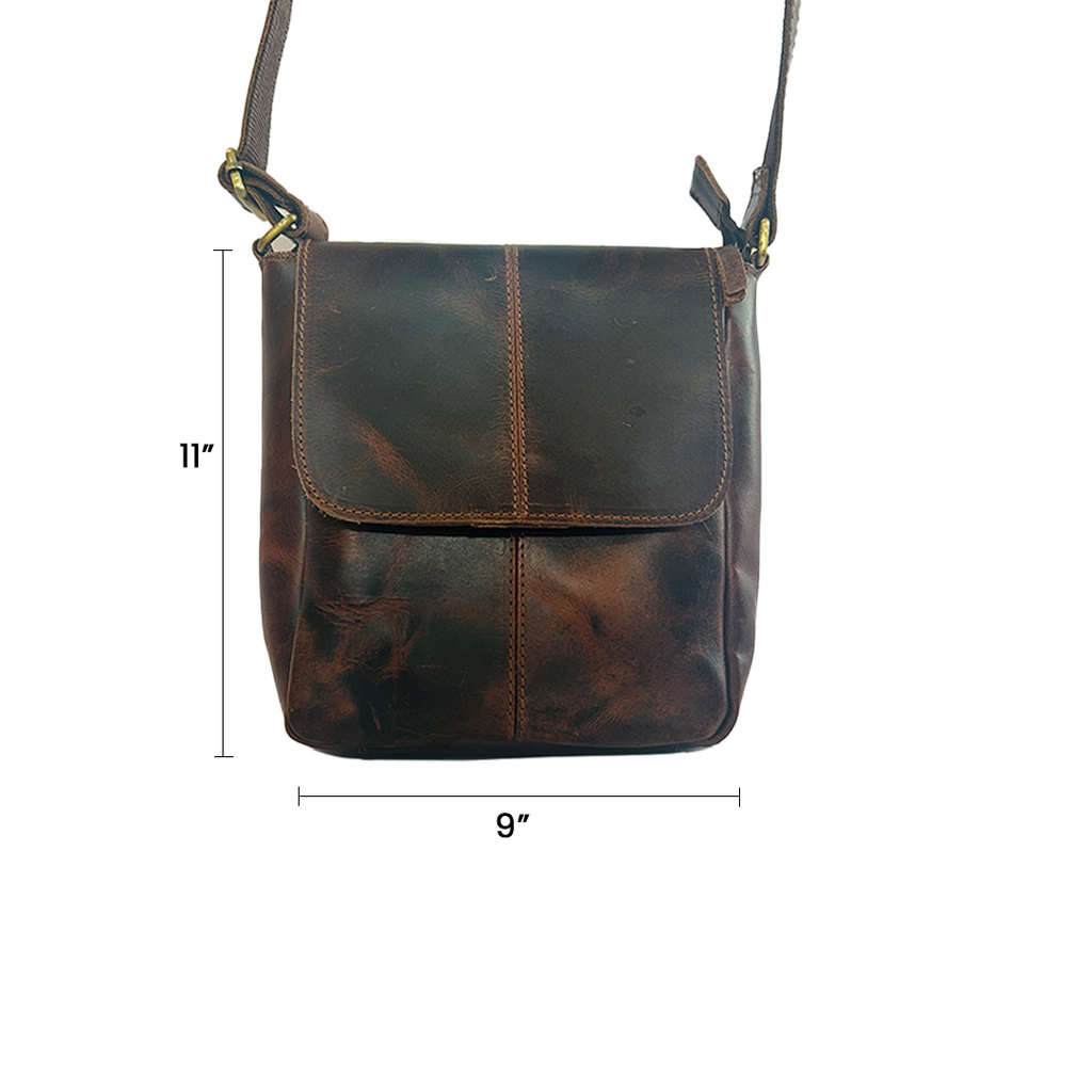 Craftshades -9 inches Brown Colour Buffalo Leather Sling Bag | 100% Genuine Leather