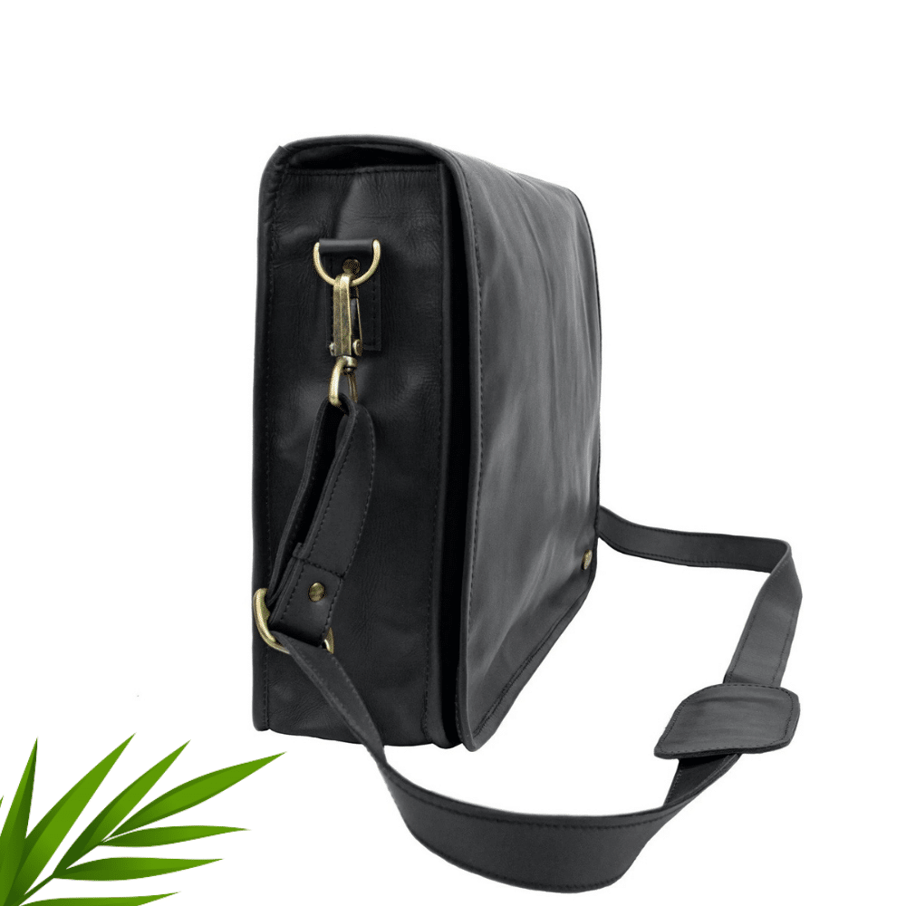 Craftshades – 10*13"Crossbody Handcrafted Small  Goat Leather messenger bag - Black | 100% Genuine Leather