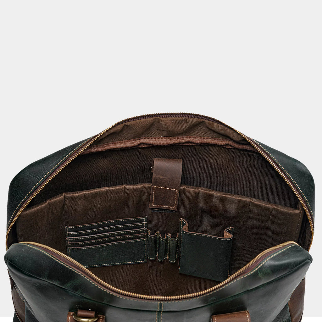 Buffalo leather Briefcase- Green bag