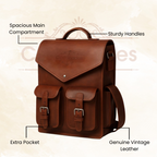 Craftshades – 11 x 15 x 3 Inch 4 Pockets Dark Brown Handcrafted Leather Backpack | 100% Genuine Leather