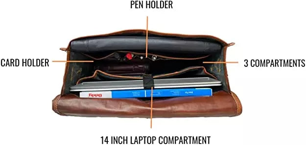 Craftshades - 100% Genuine Leather Work Bag for Men