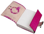 Craftshades – Metal Lock Single Stone Pink Embossed Design 7″5 Handcrafted Leather Journal/Diary 200 page | 100% Genuine Leather