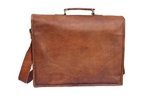 CraftShades Leather Satchel Briefcase, 15" Laptop Messenger Shoulder Bag for Men By CraftShades