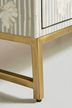 Bone Inlay Chest of 6 Drawers Flower Design Table in Grey Color