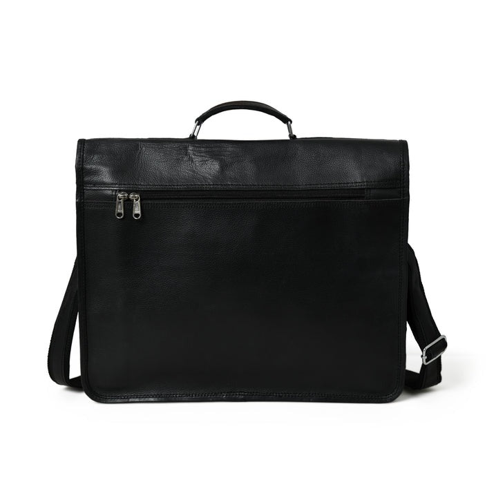 Craftshades – 11*15″ Single Pocket Handcrafted Messenger Goat Leather Bag - Black Color | 100% Genuine Leather