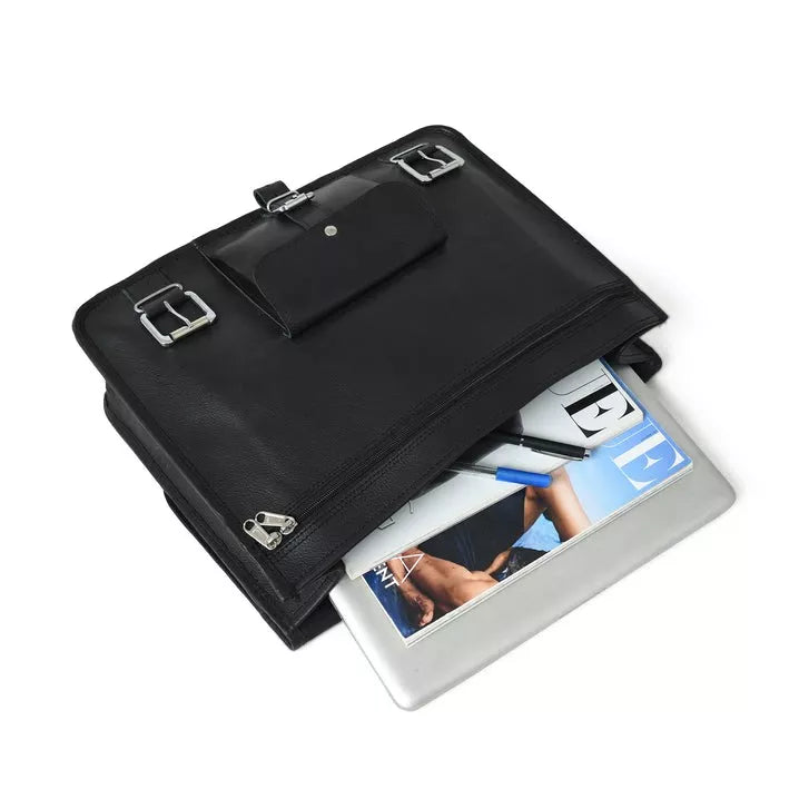Craftshades Classic Black Goat Leather Messenger Bag