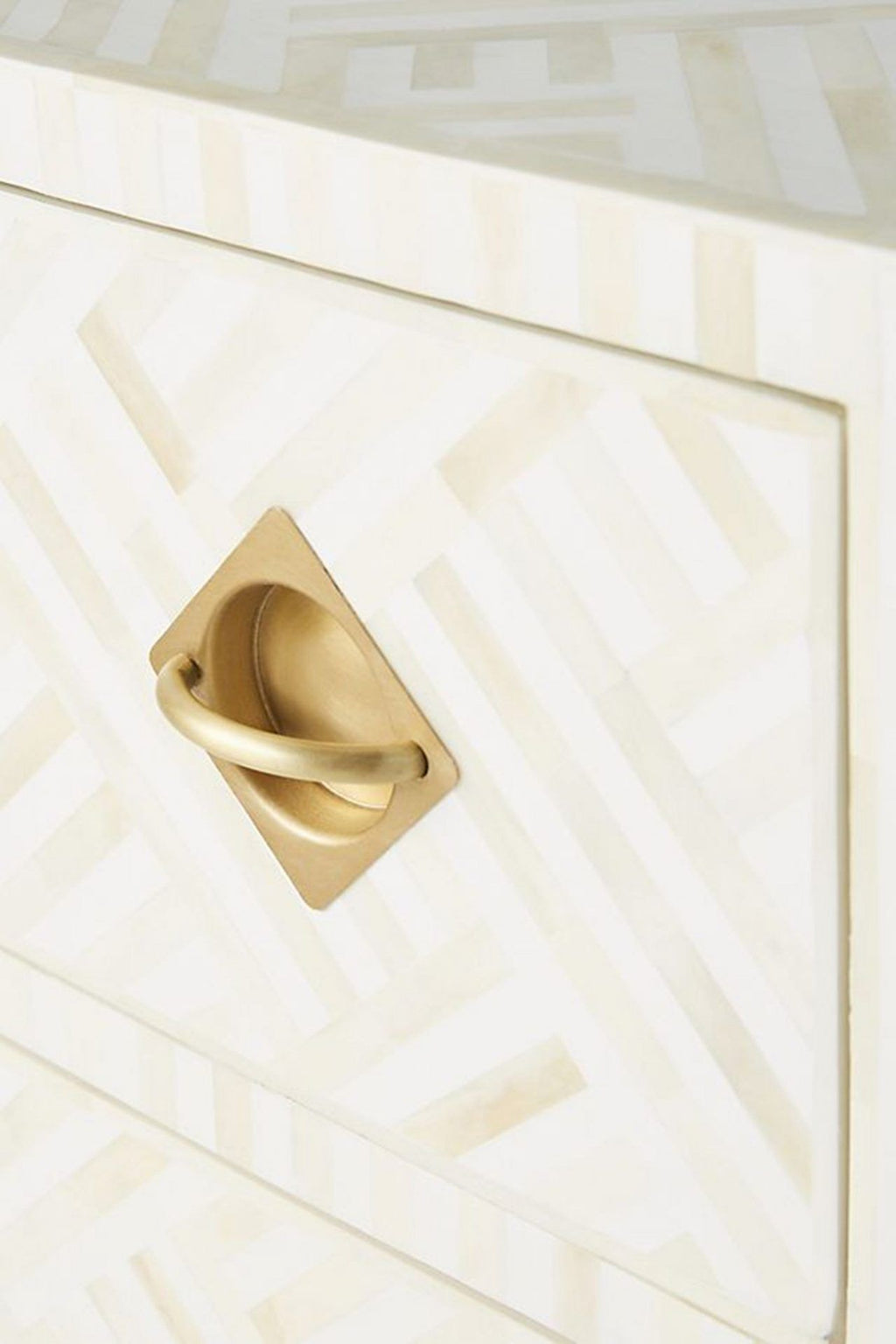 Bone Inlay Optical Inlay Chest of 9 Drawers in White