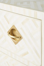 Bone Inlay Optical Inlay Chest of 9 Drawers in White