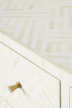 Bone Inlay Optical Inlay Chest of 9 Drawers in White