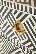 Bone Inlay Optical Inlay Chest of 9 Drawers in Black