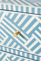Bone Inlay Optical Inlay Chest of 9 Drawers in Sky Blue