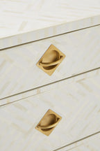 Bone Inlay Chest of 3 Drawers Stripe Line design in White Color
