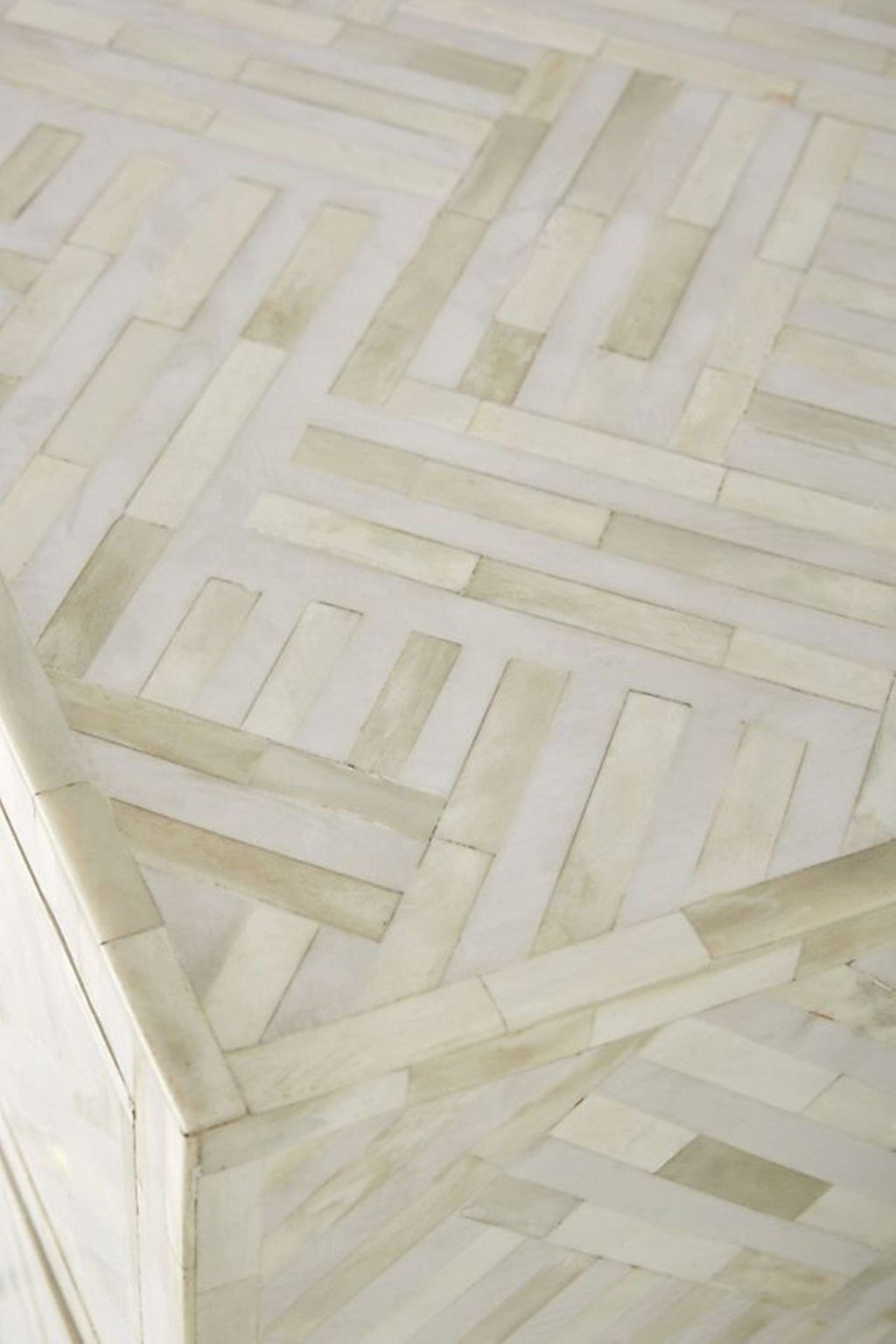 Bone Inlay Chest of 3 Drawers Stripe Line design in White Color