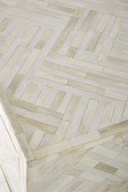 Bone Inlay Chest of 3 Drawers Stripe Line design in White Color