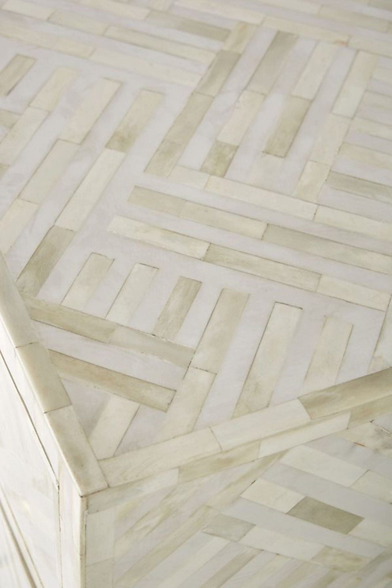 Bone Inlay Chest of 3 Drawers Stripe Line design in White Color