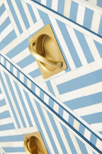 Bone Inlay Chest of 3 Drawers Stripe Line design in Sky Blue Color