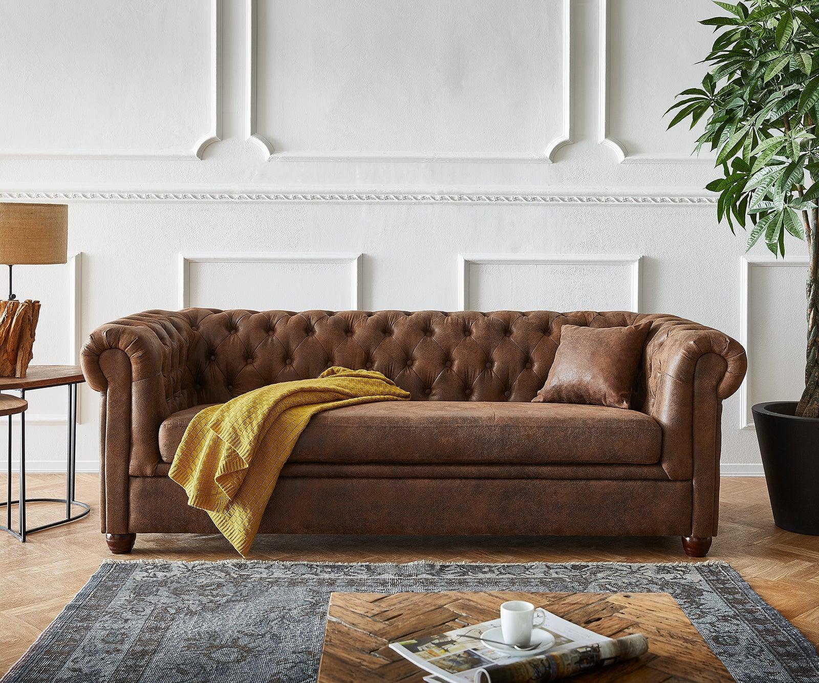 Craftshades Vintage Brown Chesterfield 3 Seater Sofa