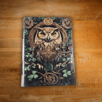 Handcrafted Owl Embossed Genuine Leather Journal with Vintage Lock