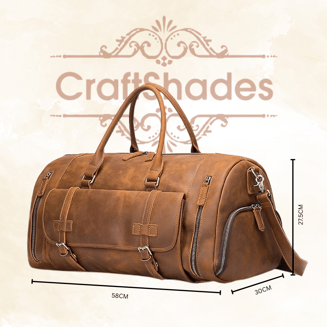 22 inch Buffalo Leather Duffle Bag with Shoes Compartment