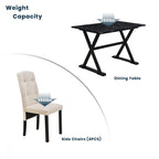 Elegant 5-Piece Solid Wood Dining Set with Faux Marble Top