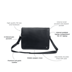 Craftshades – 10*13"Crossbody Handcrafted Small  Goat Leather messenger bag - Black | 100% Genuine Leather