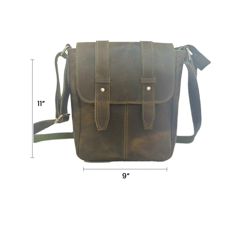 Craftshades Genuine Buffalo Leather Double Strip Crossbody (Green)