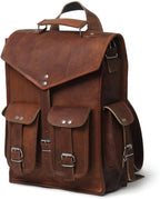 Craftshades – 12 x16 Inch 4 Pockets Dark Brown Handcrafted Leather Backpack | 100% Genuine Leather