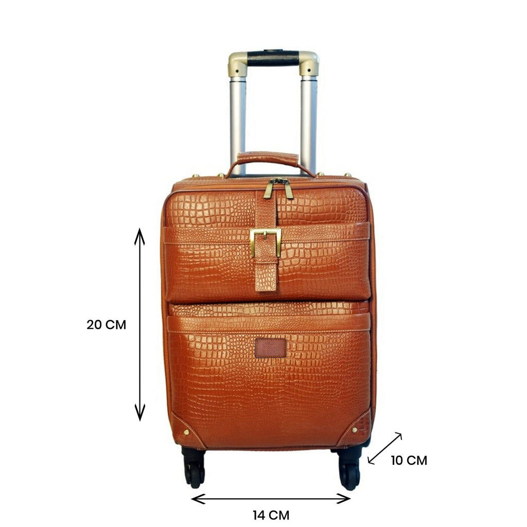 Leather Trolley Travel Bag Weekender Overnight Light Brown Leather Bag With Four Wheels Leather Cabin