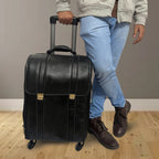 Leather Laguage Trolly Bag (Black)