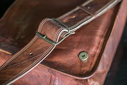 Craftshades - 9 Inch  Full Flap Plain Handcrafted Small Goat Leather Sling Bag | 100% Genuine Leather