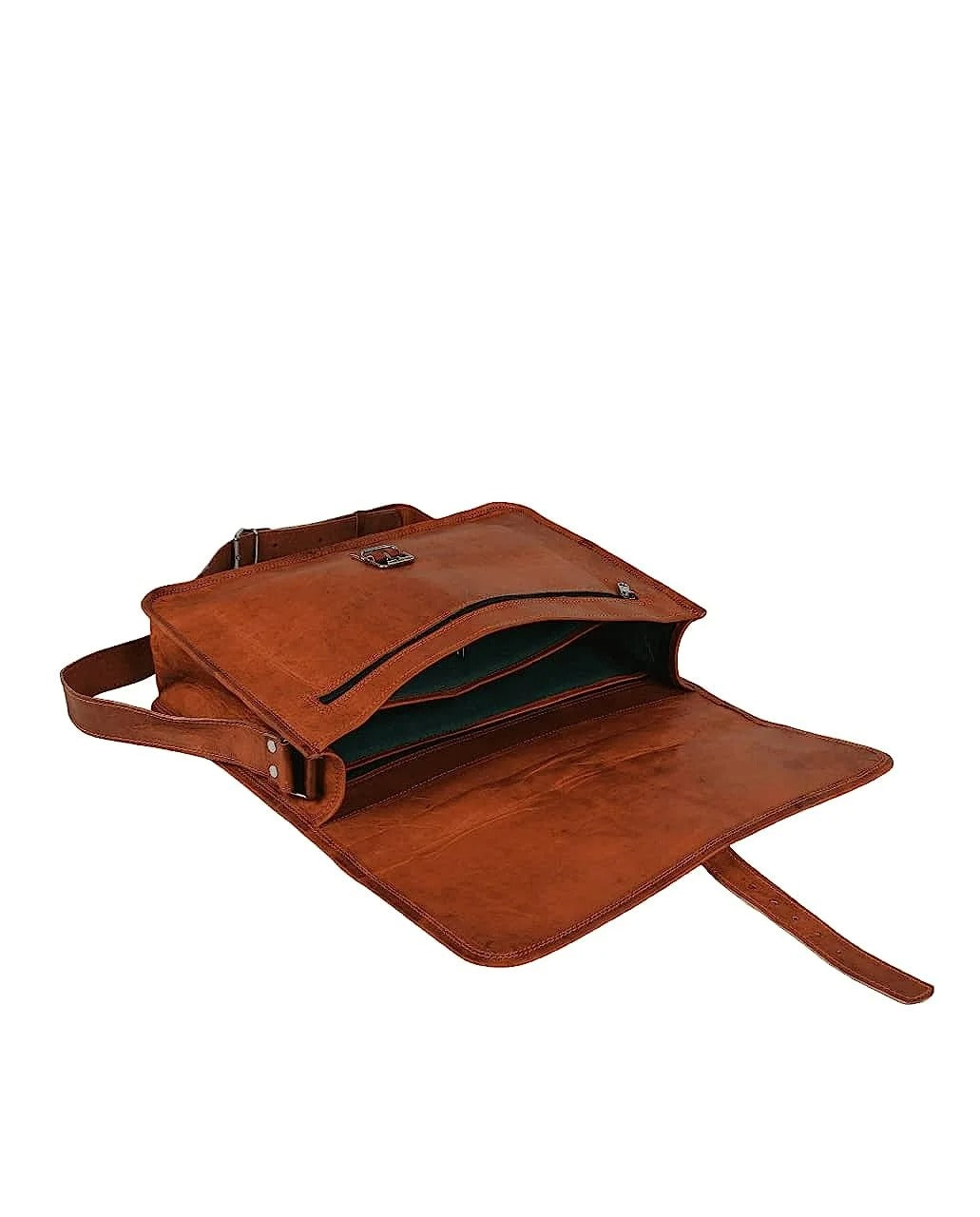 Craftshades - 10*13" Expandable Handcrafted Vintage Goat Leather Bag | 100% Genuine Leather
