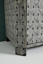 Antique Look Bone Inlay Buffet Table in Black Color