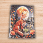 Moonlit Fox Art Leather Diary with Antique Lock