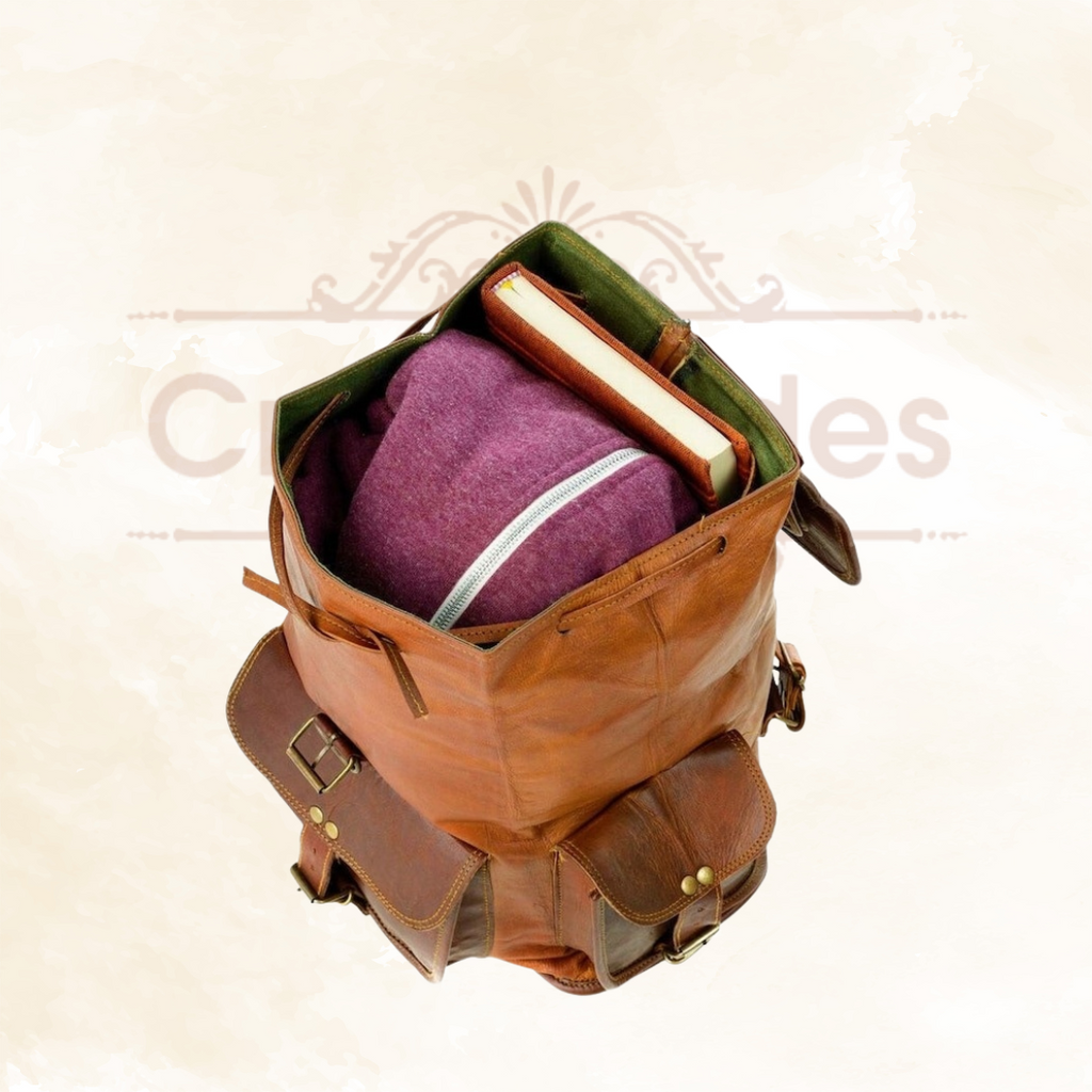 CraftShades - 13*18 Inch Goat Leather Backpack bag For Girls And Boys | 100% Genuine Leather