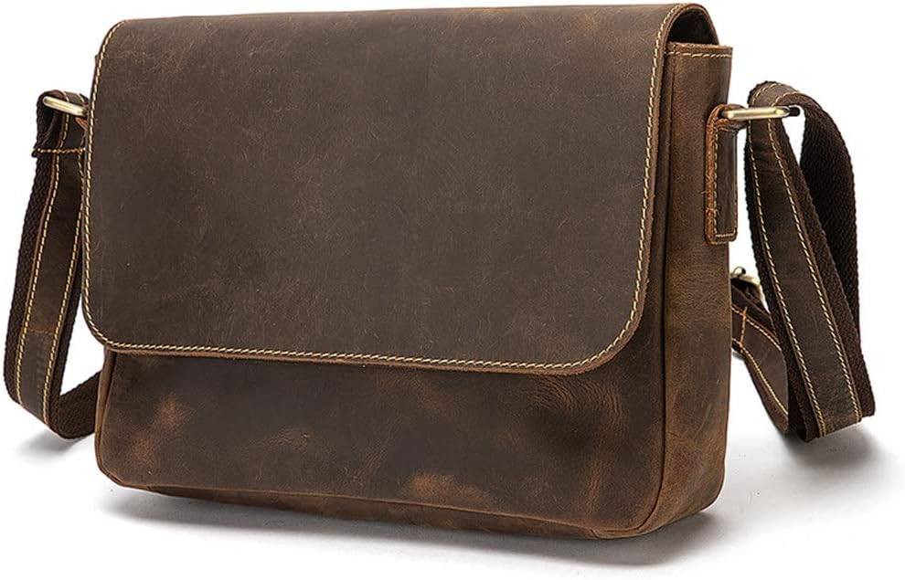 Craftshades –Thick Leather Men's Retro Travel Shoulder Bag Designer Satchel 13 Inch Laptop Bag Shoulder Bag for Men