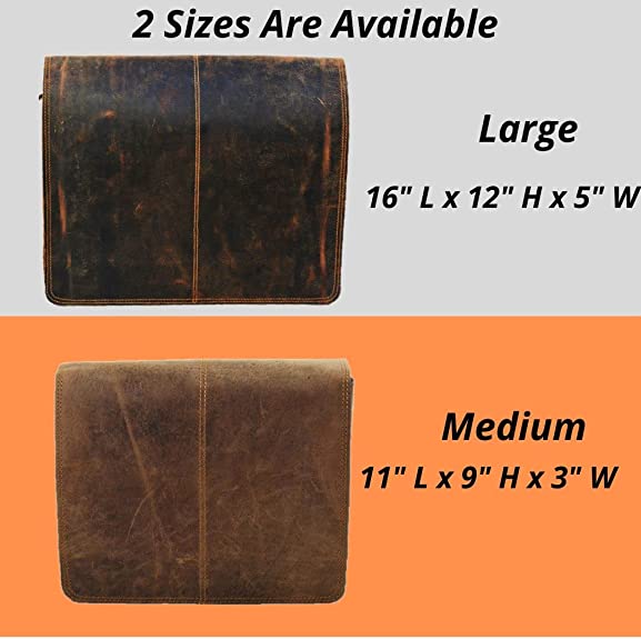 Craftshades Leather Men Laptop Messenger Full Flap Messenger Briefcase Bag 16 inch