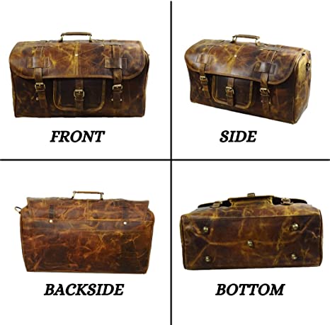 Urban Dezire Leather Duffel Travel Gym Overnight Weekend Leather Bag Sports Cabin