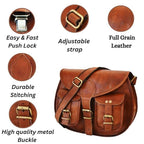 CraftShades -9*11 Inch cross body double pocket sling goat leather bag for boys &amp; girls