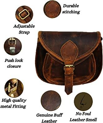 CraftShades - 7*9 inch buffalo Leather Sling Bag For Girls and Boys | 100% Genuine Leather