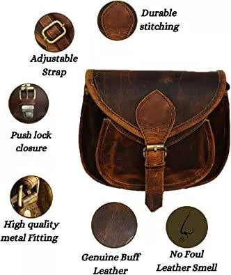 CraftShades – 7*9 inch buffalo Leather Sling Bag For Girls and Boys