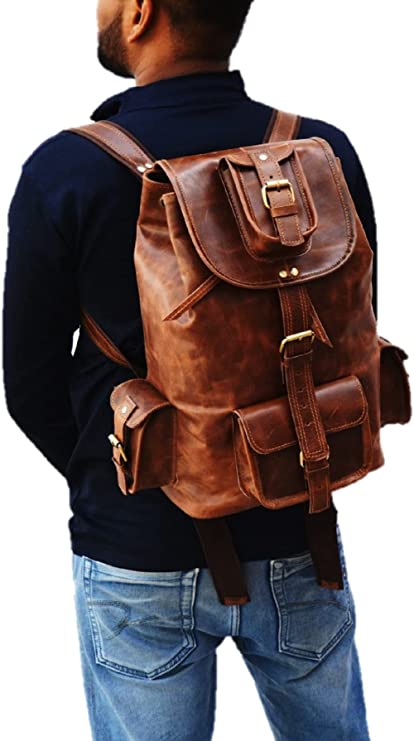 Craftshades Men's Buffalo Genuine Leather Backpacks  Bag Dopp Kit Shaving Bags And Grooming For Travel