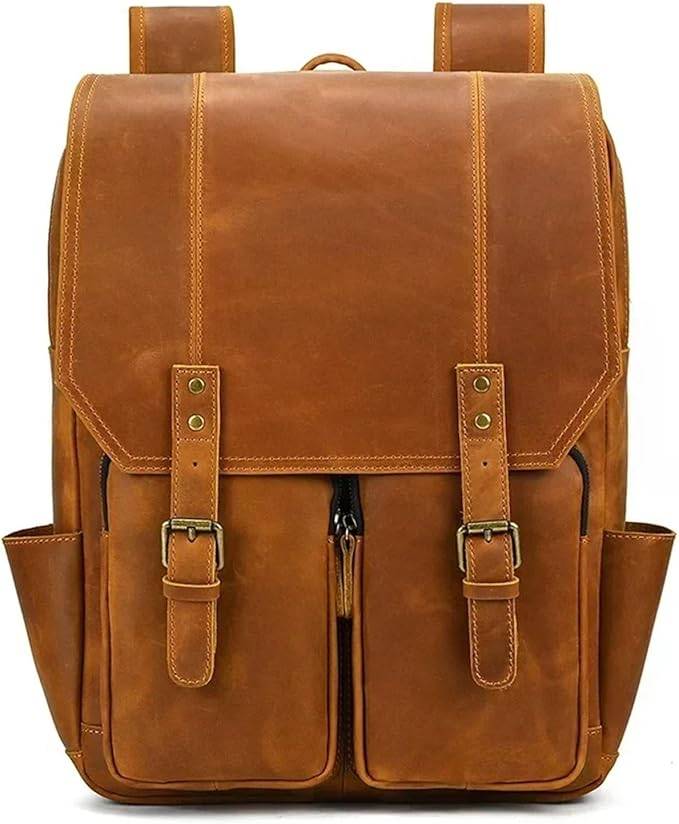 Craftshades – Leather Backpack, 16 Inches Personalized Engraved Laptop Rucksack Men Crazy Buffalo Leather School Backpack Bag For Outdoor