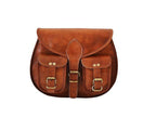 CraftShades -9*11 Inch cross body double pocket sling goat leather bag for boys &amp; girls