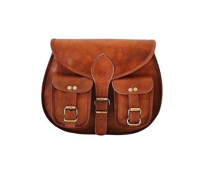 CraftShades -9*11 Inch cross body double pocket sling goat leather bag for boys &amp; girls