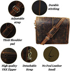 Craftshades Leather Men Laptop Messenger Full Flap Messenger Briefcase Bag 16 inch